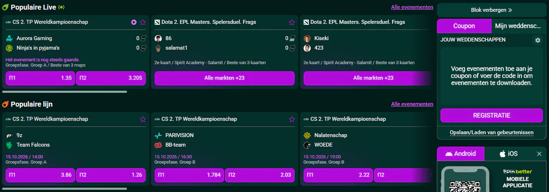 spinbetter casino esports